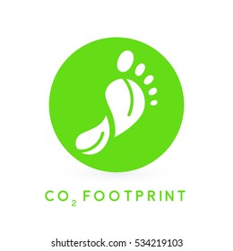 Reduce Carbon CO2 Footprint Concept With Green Foot Print Leaves Circle Icon. Vector Illustration.