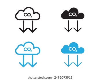 Reduce carbon dioxide co2 icon black and white vector outline sign