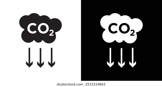 Icono de dióxido de carbono CO2 Ilustración plana de línea delgada