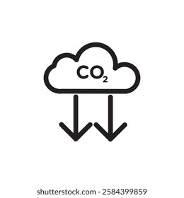 Reduce carbon dioxide co2 icon black and white vector outline sign