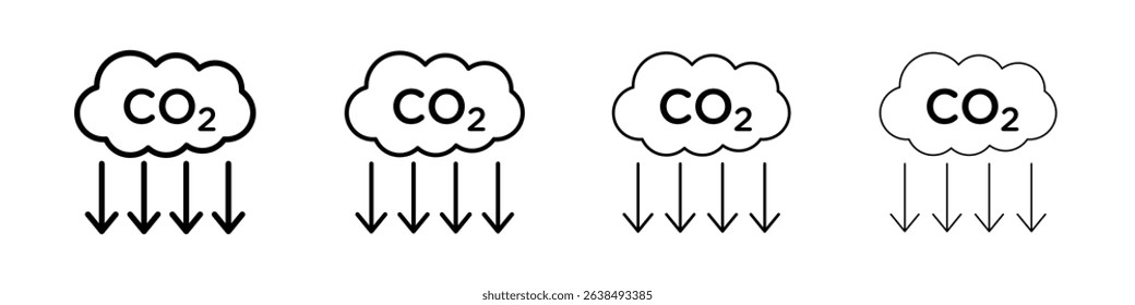 Reduce carbon dioxide co2 icon Outline sign symbol set