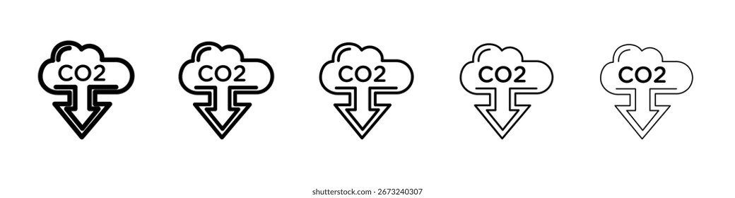 Reduzieren Kohlendioxid CO2-Symbol dünne Linie Umriss oder Sammlung