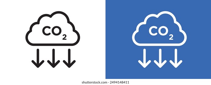 Reduzca el contorno del Vector del conjunto de signos del logotipo del CO2 del dióxido de carbono