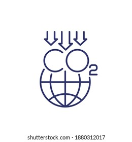 reduce carbon emissions line icon on white