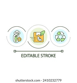 Reduce carbon footprint loop concept icon. Eco-friendly brand. Sustainable development. Green business abstract idea thin line illustration. Isolated outline drawing. Editable stroke. Arial font used