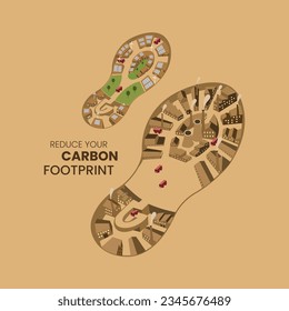 reduce carbon footprint vector illustration, recycling concept, Social media post, Content, global warming, climate change, awareness, Infographics, crative vector, renewable energy conpect, 