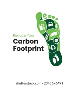 reduce carbon footprint vector illustration, recycling concept, Social media post, Content, global warming, climate change, awareness, Infographics, crative vector, renewable energy conpect, 