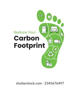 reduce carbon footprint vector illustration, recycling concept, Social media post, Content, global warming, climate change, awareness, Infographics, crative vector, renewable energy conpect, 