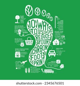 reduce carbon footprint vector illustration, recycling concept, Social media post, Content, global warming, climate change, awareness, Infographics, creative vector, renewable energy concept 