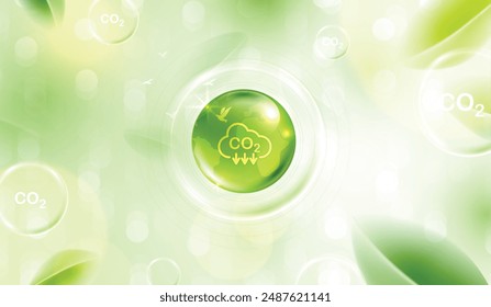 Reduce CO2 or carbon concept in bubbles. CO2 emission using clean energy and limit global warming. green business from renewable energy. vector design.