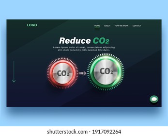 Reduce CO2 Concept Based Landing Page Or Web Template Design In Blue Color.