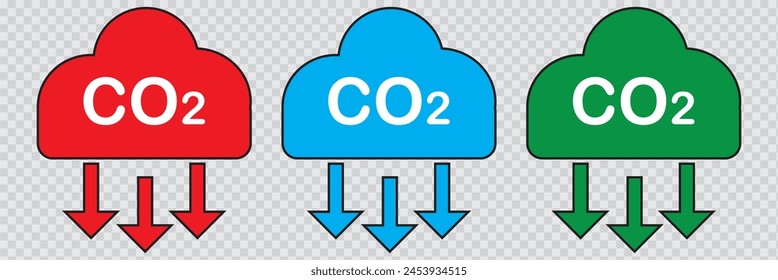 Reducir el conjunto de iconos de gas de co2. signo de nube de reducción de carbono. cortar pictograma c02. cero emisión de carbono. cero gas de efecto invernadero bajo logo de co2. cortar Vector de burbuja de carbono 11