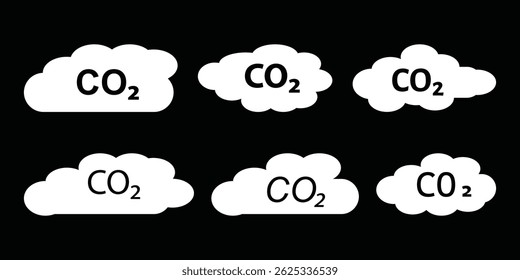 Reduce co2 gas icon set. carbon reduction cloud sign. cut c02 pictogram. zero carbon emission. zero greenhouse gas low co2 logo. cut carbon bubble vector.