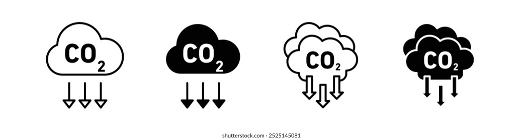 Reduce co2 gas vector filled and outlined iconss collection