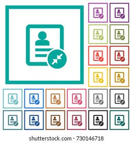 Reduce contact flat color icons with quadrant frames on white background