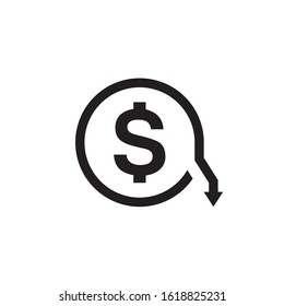Reduce cost icon  isolated on white background