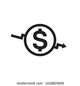 Reduce cost icon  isolated on white background