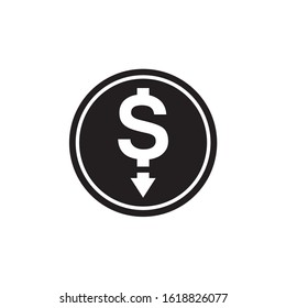 Reduce cost icon  isolated on white background