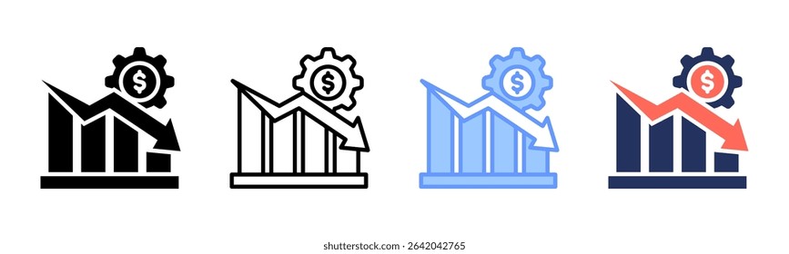 Reduce Cost icon sheet multiple style collection