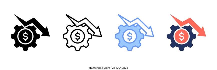 Reduce Cost icon sheet multiple style collection