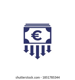 reduce costs, expense icon with euro