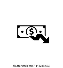 Reduce costs icon. Dollar banknote. Clipart image isolated on white background