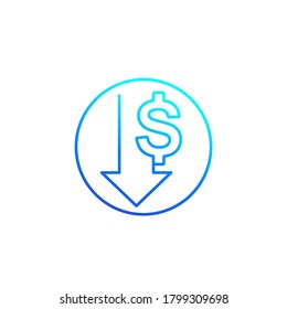 reduce costs icon, line vector