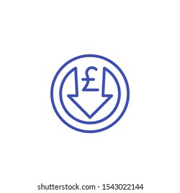 Reduce Costs Icon With Pound, Line