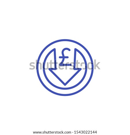 reduce costs icon with pound, line