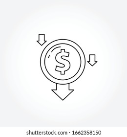 Reduce costs vector line icon