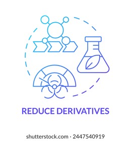 Reduce derivatives blue gradient concept icon. Chemical waste reduction. Sustainable chemistry. Round shape line illustration. Abstract idea. Graphic design. Easy to use presentation, article