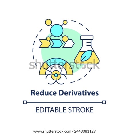 Reduce derivatives multi color concept icon. Chemical waste reduction. Sustainable chemistry. Round shape line illustration. Abstract idea. Graphic design. Easy to use presentation, article
