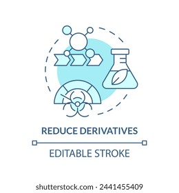 Reduce derivatives soft blue concept icon. Chemical waste reduction. Sustainable chemistry. Round shape line illustration. Abstract idea. Graphic design. Easy to use presentation, article