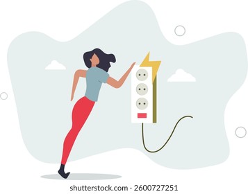 reduce energy consumption at home by unplugging appliances .flat character life .