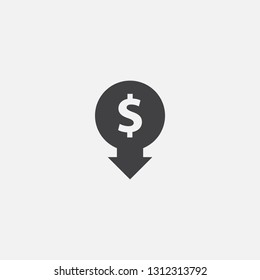 reduce expenses base icon. Simple sign illustration. reduce expenses symbol design. Can be used for web, print and mobile