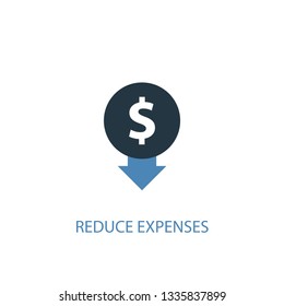 Reduce Expenses Concept 2 Colored Icon. Simple Blue Element Illustration. Reduce Expenses Concept Symbol Design. Can Be Used For Web And Mobile UI/UX