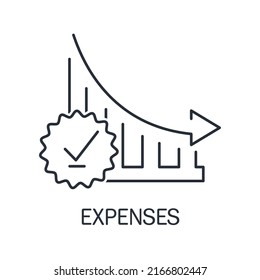 Reduce expenses, cost. Vector linear icon isolated on white background.