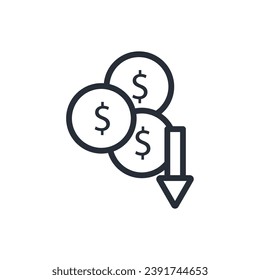 reduce expenses icon. vector.Editable stroke.linear style sign for use web design,logo.Symbol illustration.