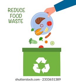 Reduce food waste concept vector illustration on white background.