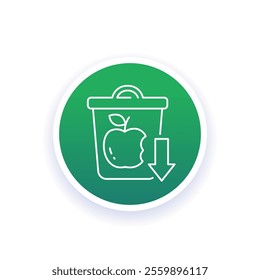 reduce food waste icon with a trash bin, line vector