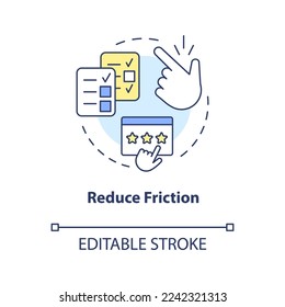 Reduce friction concept icon. Star-rating system. Method to get customer reviews abstract idea thin line illustration. Isolated outline drawing. Editable stroke. Arial, Myriad Pro-Bold fonts used