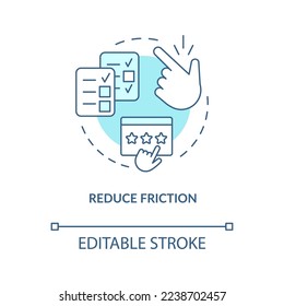 Reduce friction turquoise concept icon. Star-rating system. Get customer reviews abstract idea thin line illustration. Isolated outline drawing. Editable stroke. Arial, Myriad Pro-Bold fonts used