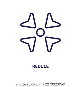 reduce icon from user interface collection. Thin linear reduce, business, arrow outline icon isolated on white background. Line vector reduce sign, symbol for web and mobile