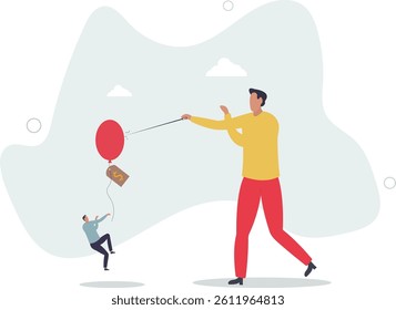 Reduce inflation by increase interest rate, FED or central bank monetary policy to cut or decrease inflation problem concept.flat character life .