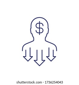 reduce labor cost icon, line vector