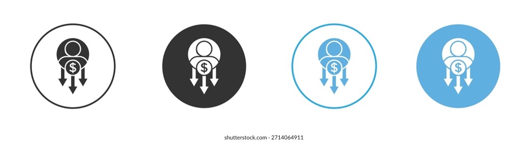 Icono de reducción de costes laborales. Plantilla de diseño de iconos gráficos