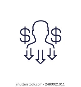 reduce labor costs icon in line style