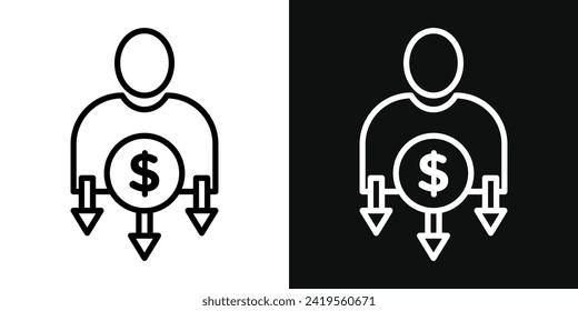 Reducir el conjunto de iconos de costes laborales. Ilustración del vector