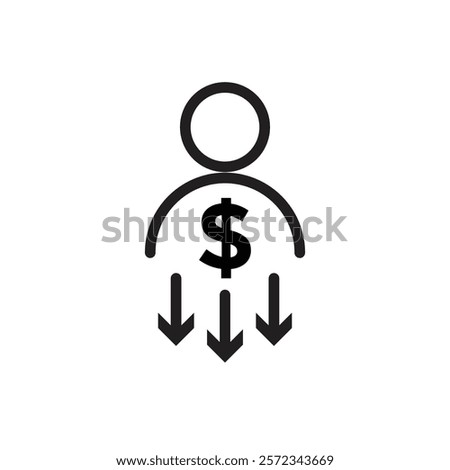 Reduce labor costs icon Vector flat thin line illustration