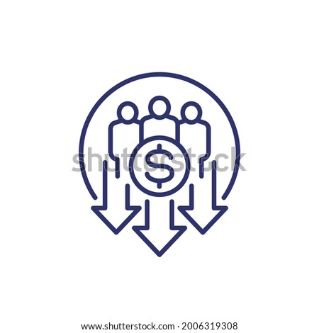 reduce labor costs line icon with workers